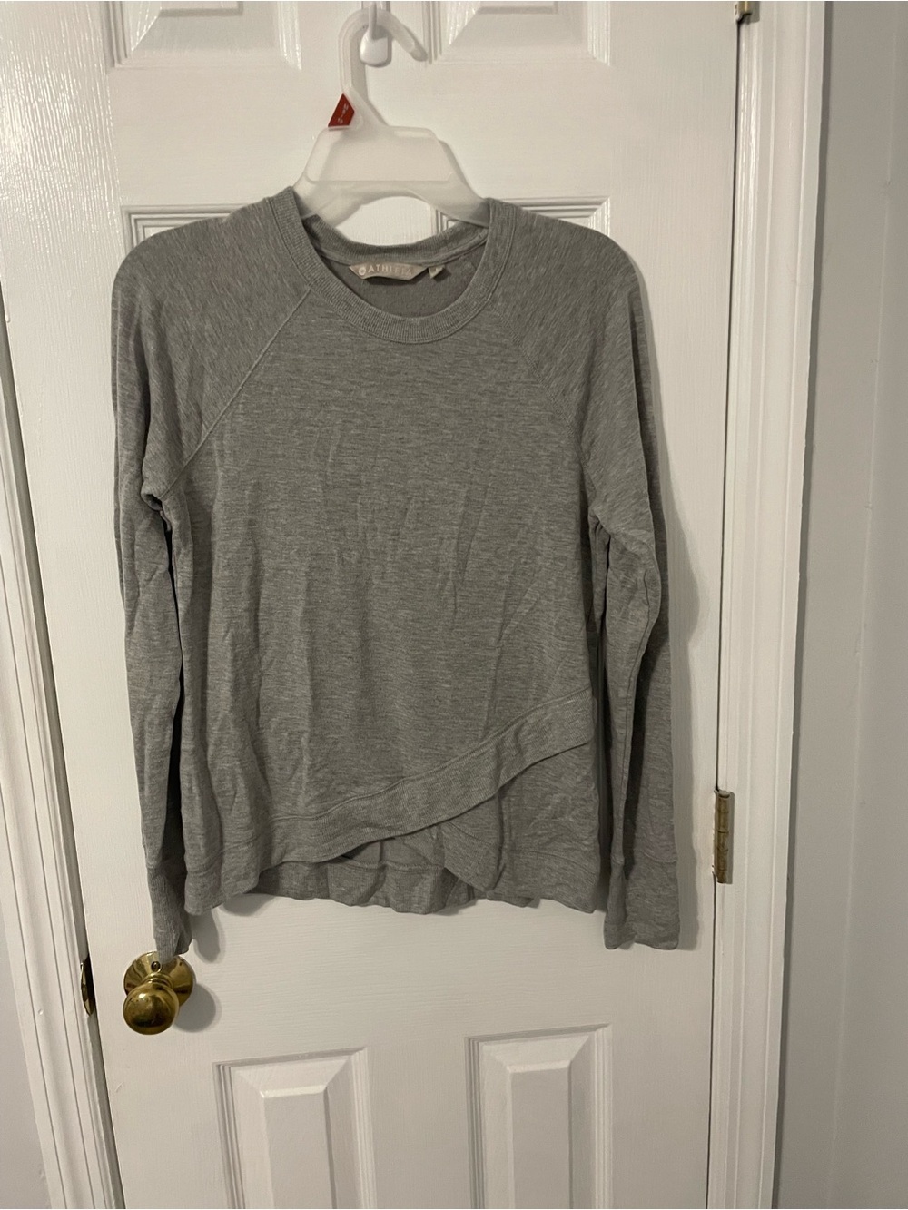 Light Gray Athleta Women's Long-Sleeve Sweater Layered Hem